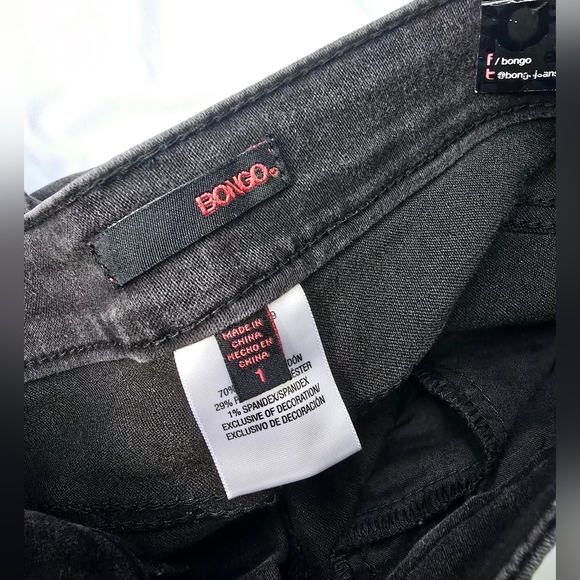 BONGO Juniors Side Lace Up Skinny Jeans, Black Wash- 1 Junior - Picture 5 of 10